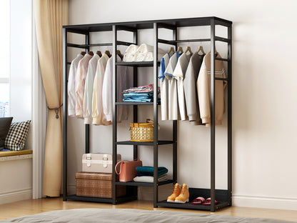 Galaxy Wardrobe Cupboard Shelves & Clothes Hanging Racks (Black)