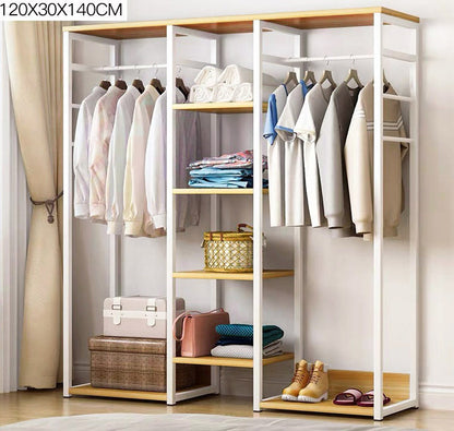 Galaxy Wardrobe Cupboard Shelves & Clothes Hanging Racks (White & Oak)