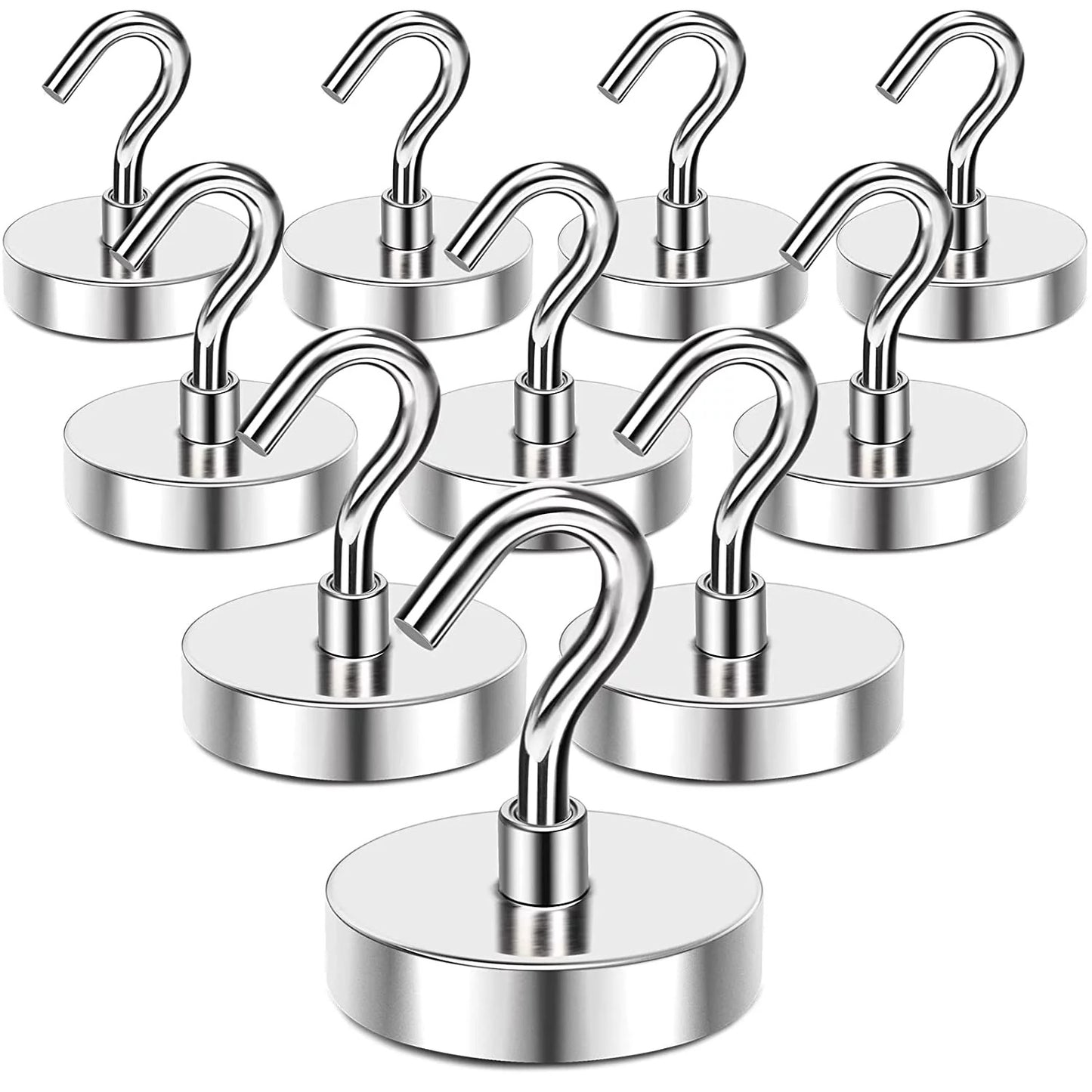 10 X Heavy Duty Magnetic Hooks Multipurpose Strong Hanging Magnets Hangers (16KG Each)