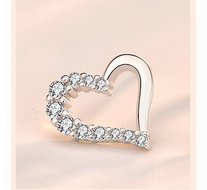 Elegant Heart-Shaped Sterling Silver S925 Earrings with Cubic Zirconia Diamonds