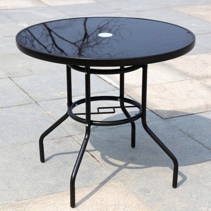 Alfresco Round Mirrored Tempered Glass Table