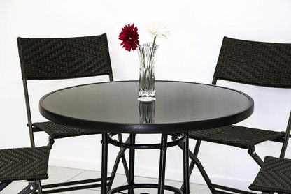 Alfresco Round Mirrored Tempered Glass Table