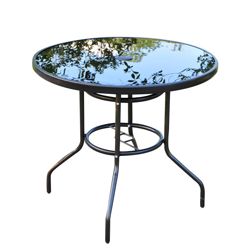 Alfresco Round Mirrored Tempered Glass Table