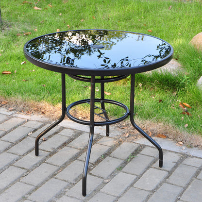 Alfresco Round Mirrored Tempered Glass Table