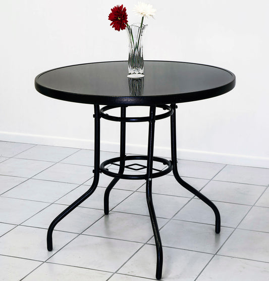 Alfresco 80cm Round Mirrored Tempered Glass Table