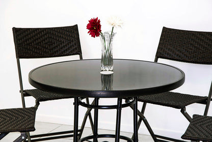 Alfresco 80cm Round Mirrored Tempered Glass Table