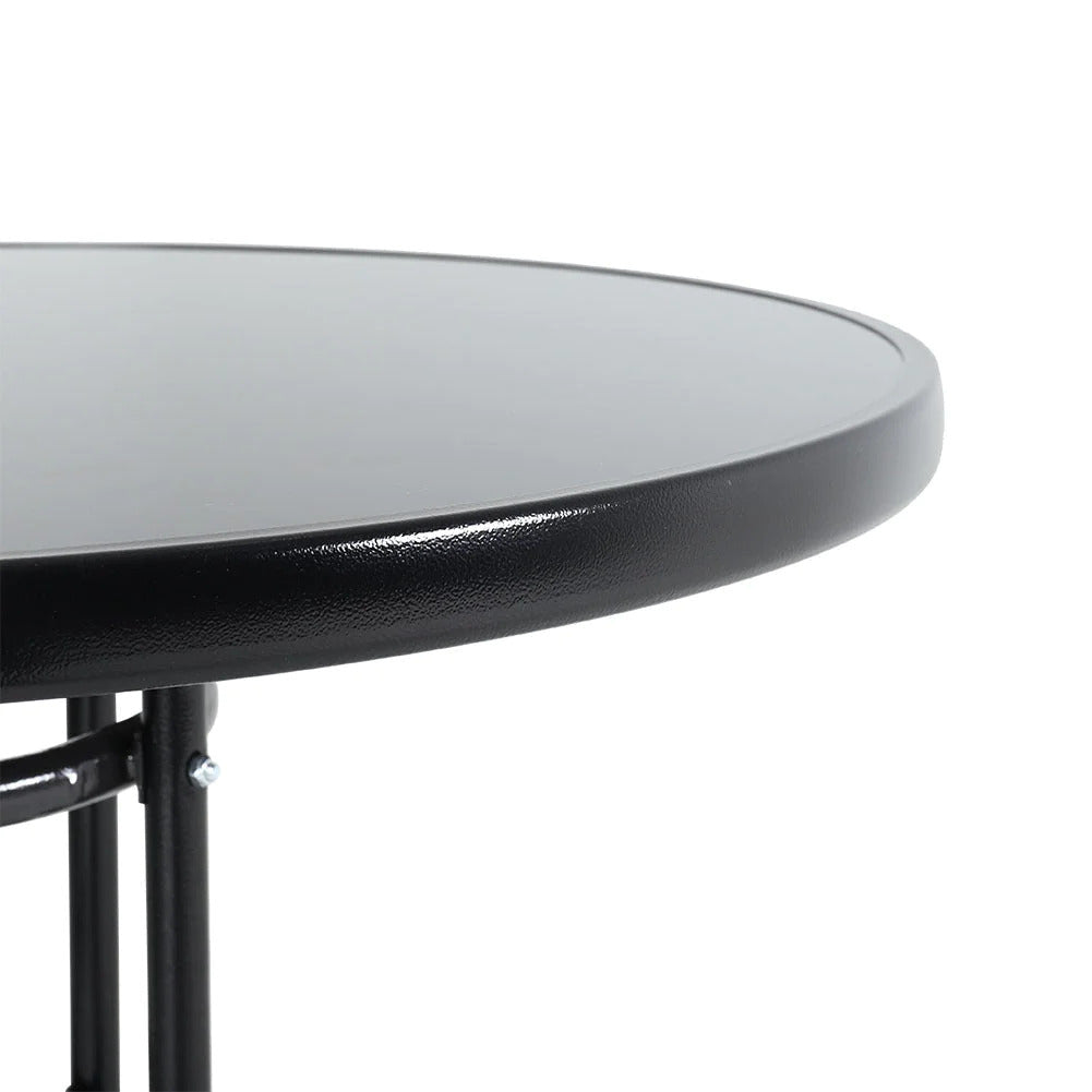 Alfresco 80cm Round Mirrored Tempered Glass Table