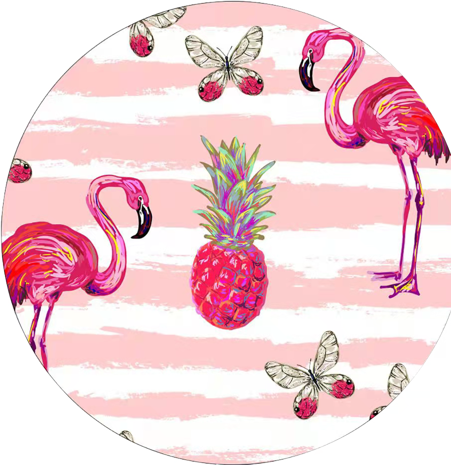 Tropical Paradise Flamingo Infinity Round Rug