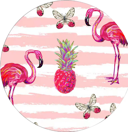 Tropical Paradise Flamingo Infinity Round Rug