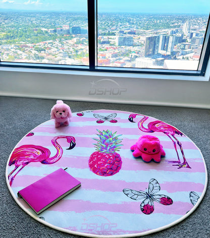 Tropical Paradise Flamingo Infinity Round Rug