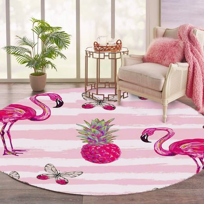 Tropical Paradise Flamingo Infinity Round Rug