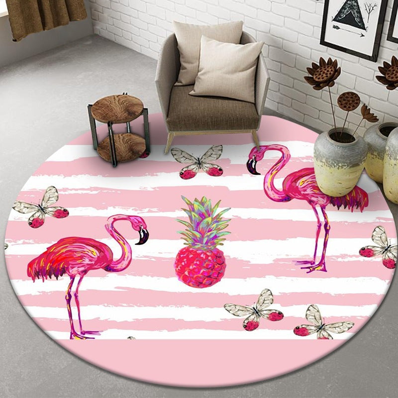 Tropical Paradise Flamingo Infinity Round Rug