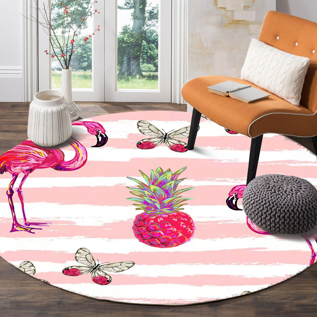 Tropical Paradise Flamingo Infinity Round Rug