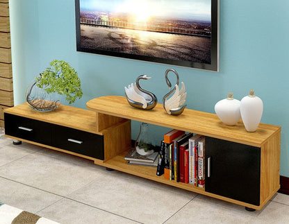 Luxe Adjustable Extendable TV Cabinet (High Gloss Oak & Black)