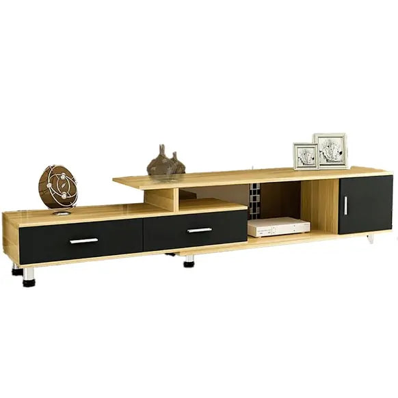 Luxe Adjustable Extendable TV Cabinet (High Gloss Oak & Black)