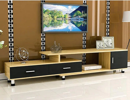 Luxe Adjustable Extendable TV Cabinet (High Gloss Oak & Black)