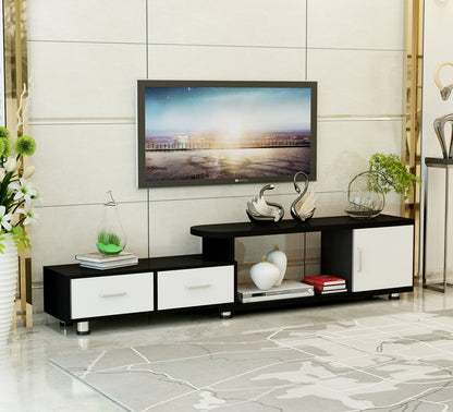 Luxe Adjustable Extendable TV Cabinet (Black & White)