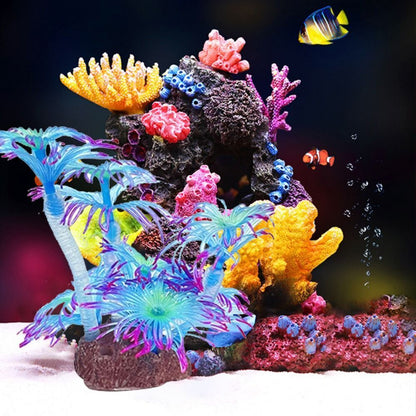 Artificial Coral Aquarium Decor Silicone Plants Fish Tank Decoration (Blue)