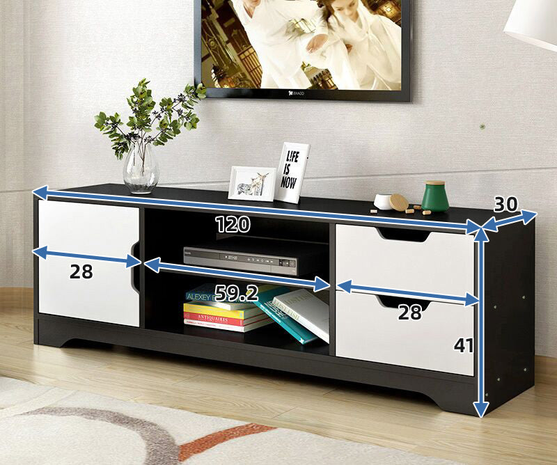 Delta TV Cabinet Entertainment Unit (Black & White)