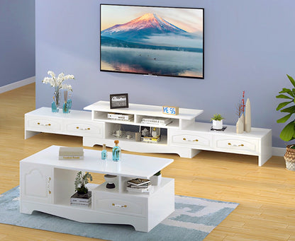 2-Piece Set Royal Luxury Coffee Table & Adjustable TV Cabinet