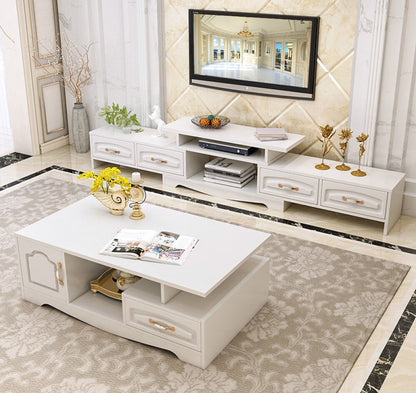 2-Piece Set Royal Luxury Coffee Table & Adjustable TV Cabinet