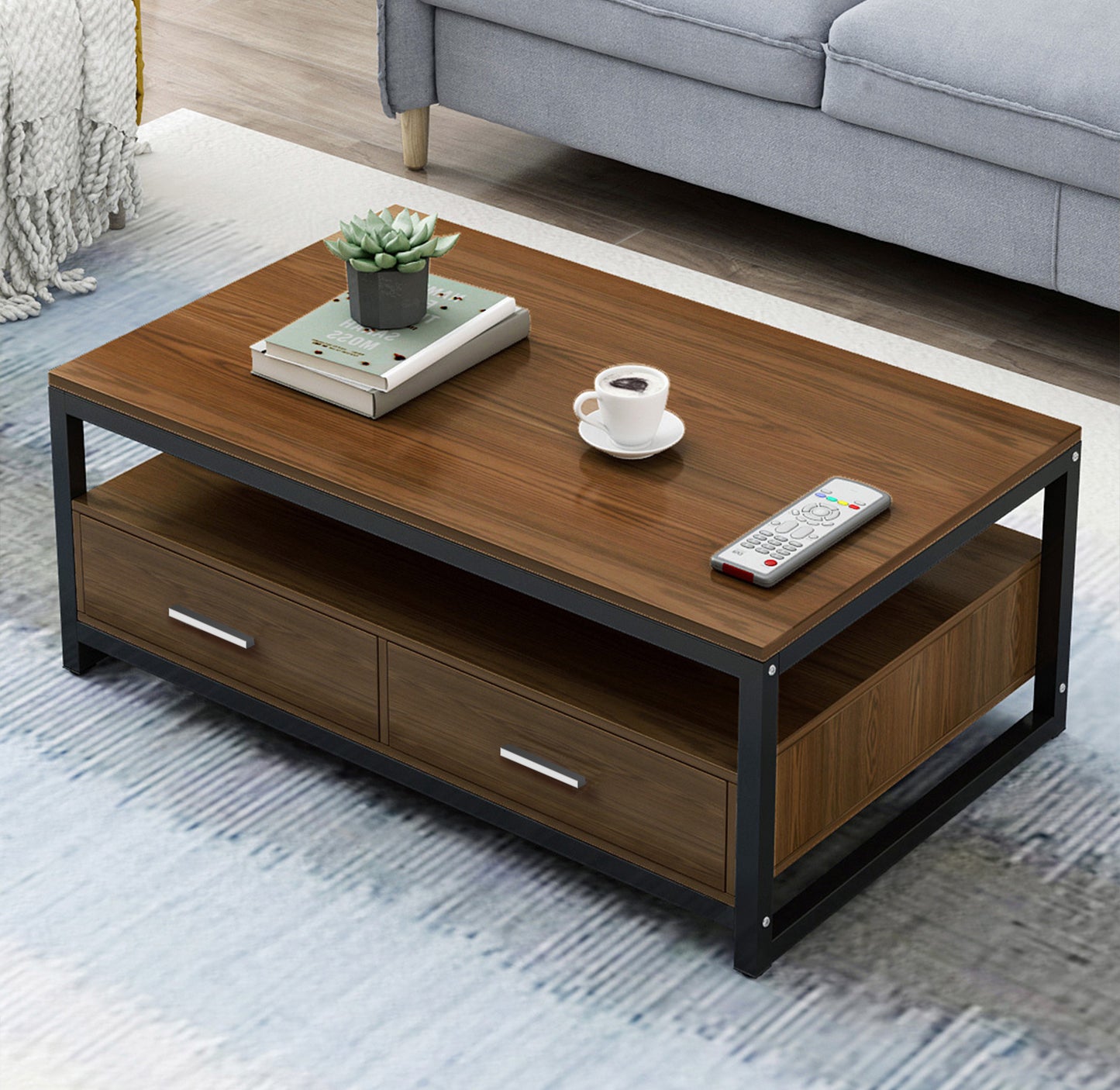 2-Piece Set Athena Coffee Table & TV Cabinet with Drawers (Walnut)