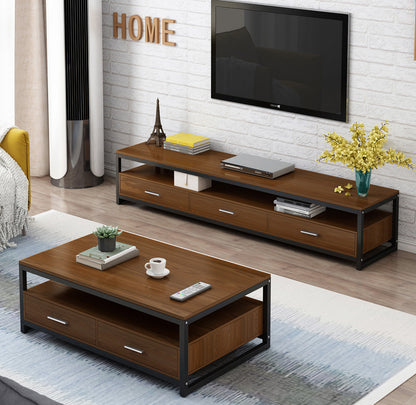 2-Piece Set Athena Coffee Table & TV Cabinet with Drawers (Walnut)