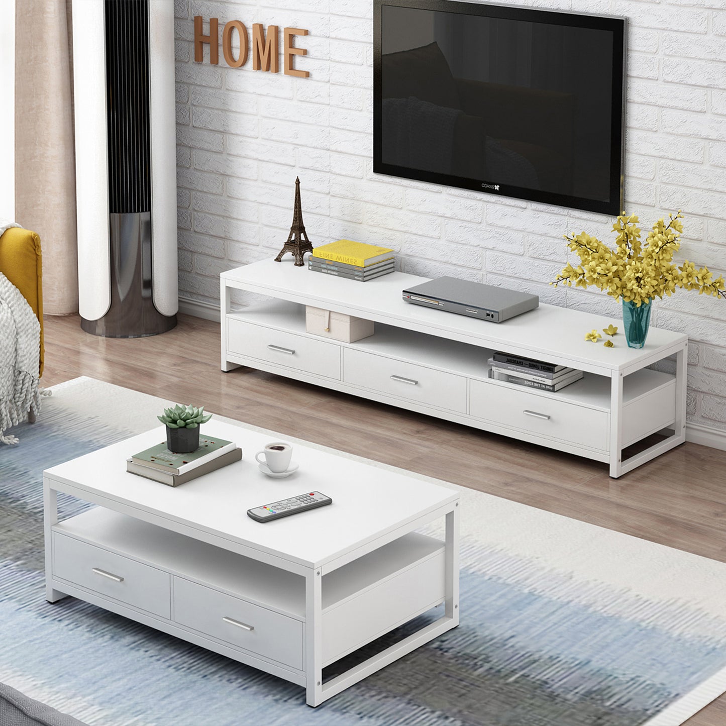 Athena 3-Drawer TV Cabinet (White)