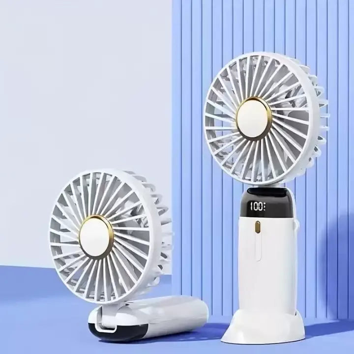 5-Speed LED Display USB Rechargeable Handheld Fan Portable Cooler