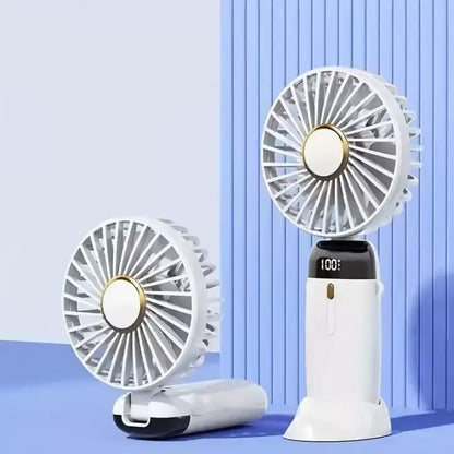 5-Speed LED Display USB Rechargeable Handheld Fan Portable Cooler