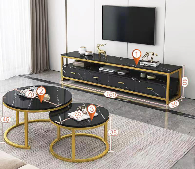 Synergy Luxury Marble Look TV Cabinet (Black)