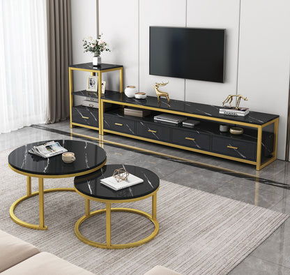 Synergy Luxury Marble Look TV Cabinet (Black)