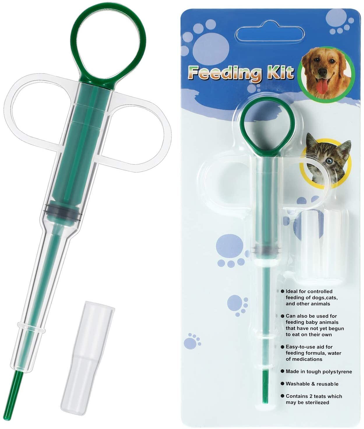 Pet Pill Feeder Medical Feeding Syringe Tablet Dispenser Tool for Dogs, Cats, Animals