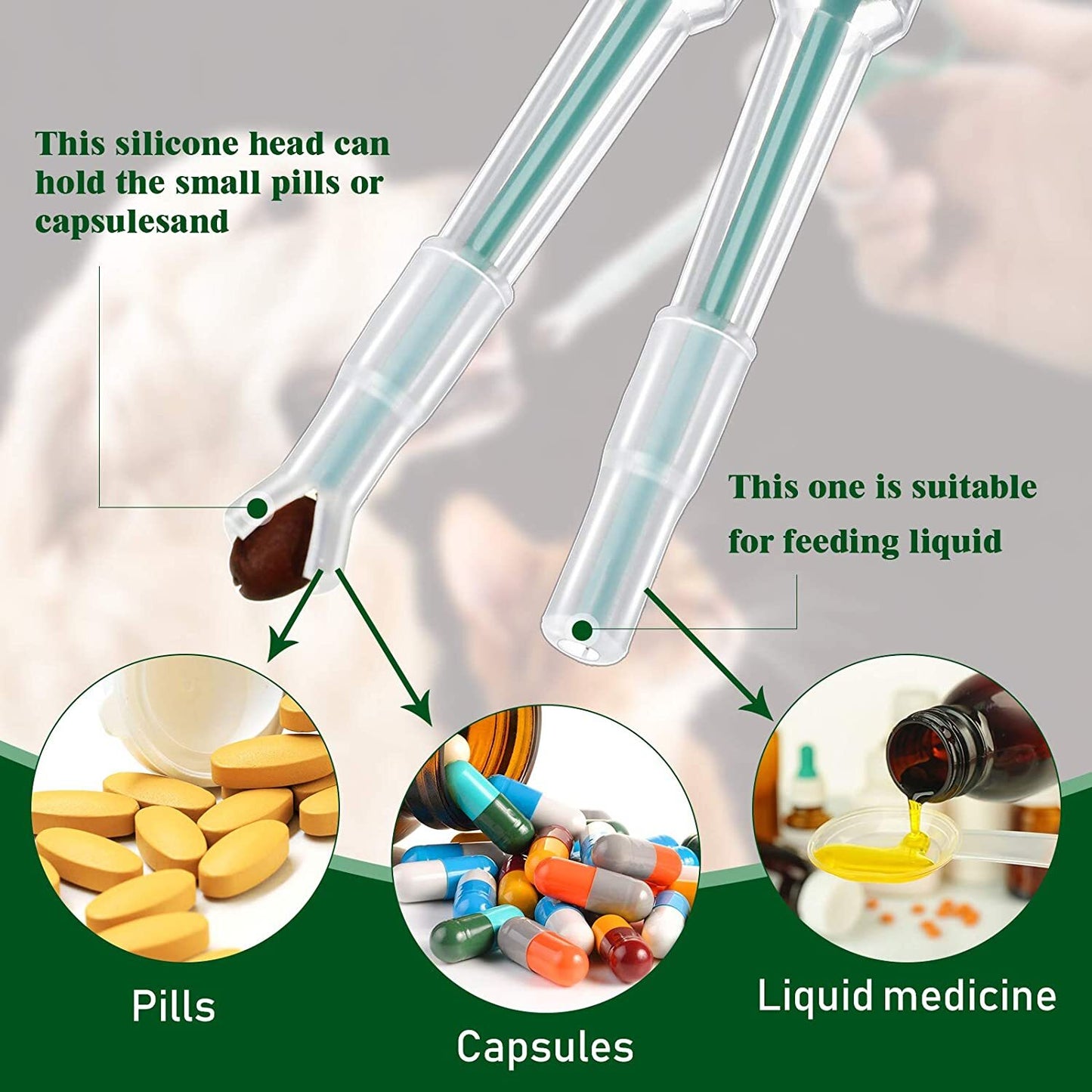 Pet Pill Feeder Medical Feeding Syringe Tablet Dispenser Tool for Dogs, Cats, Animals