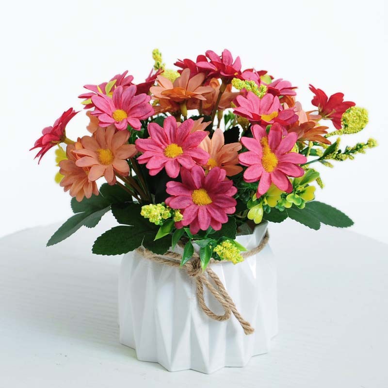 Beautiful Pink Mixed Artificial Flowers and Vase Set