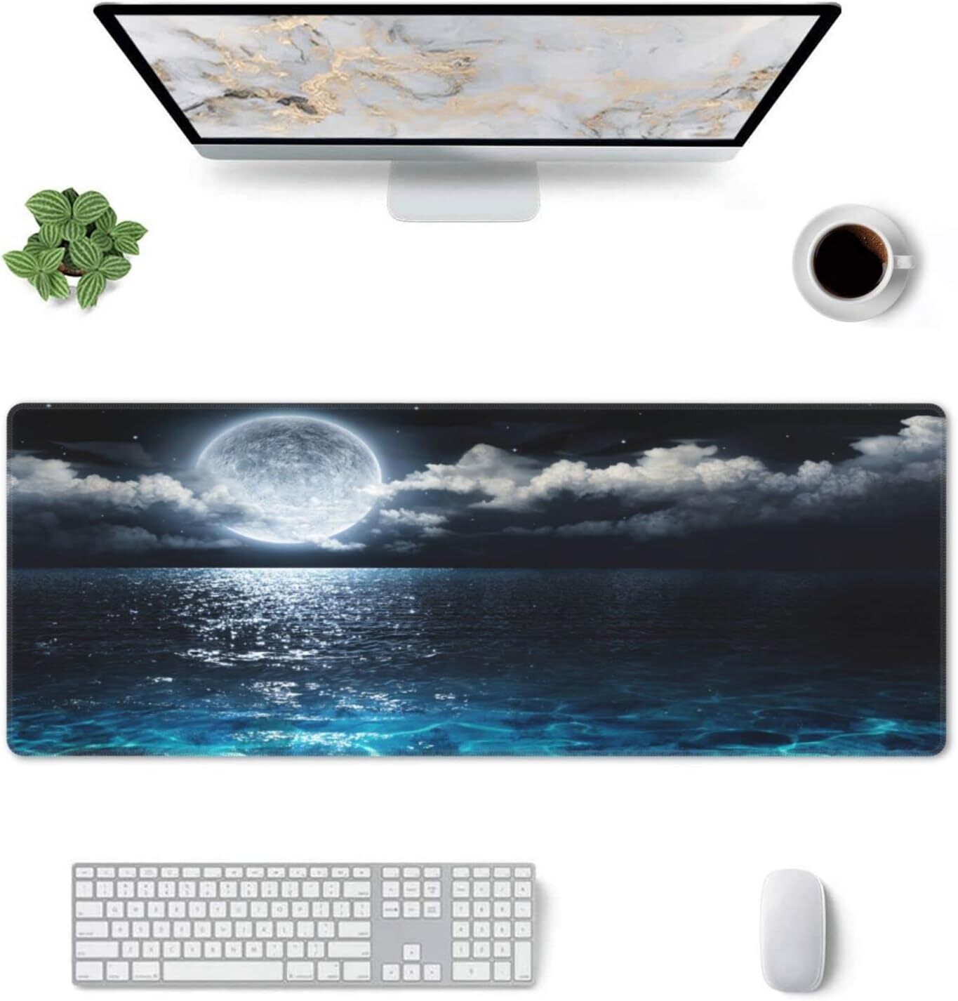 Large Gaming Desk Mat Waterproof Anti-Slip Mouse Pad Ocean Design