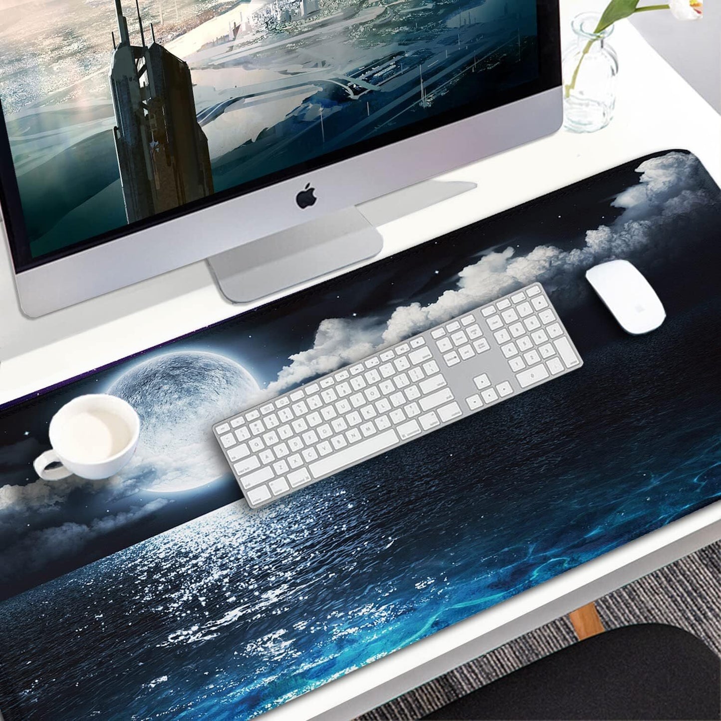 Large Gaming Desk Mat Waterproof Anti-Slip Mouse Pad Ocean Design