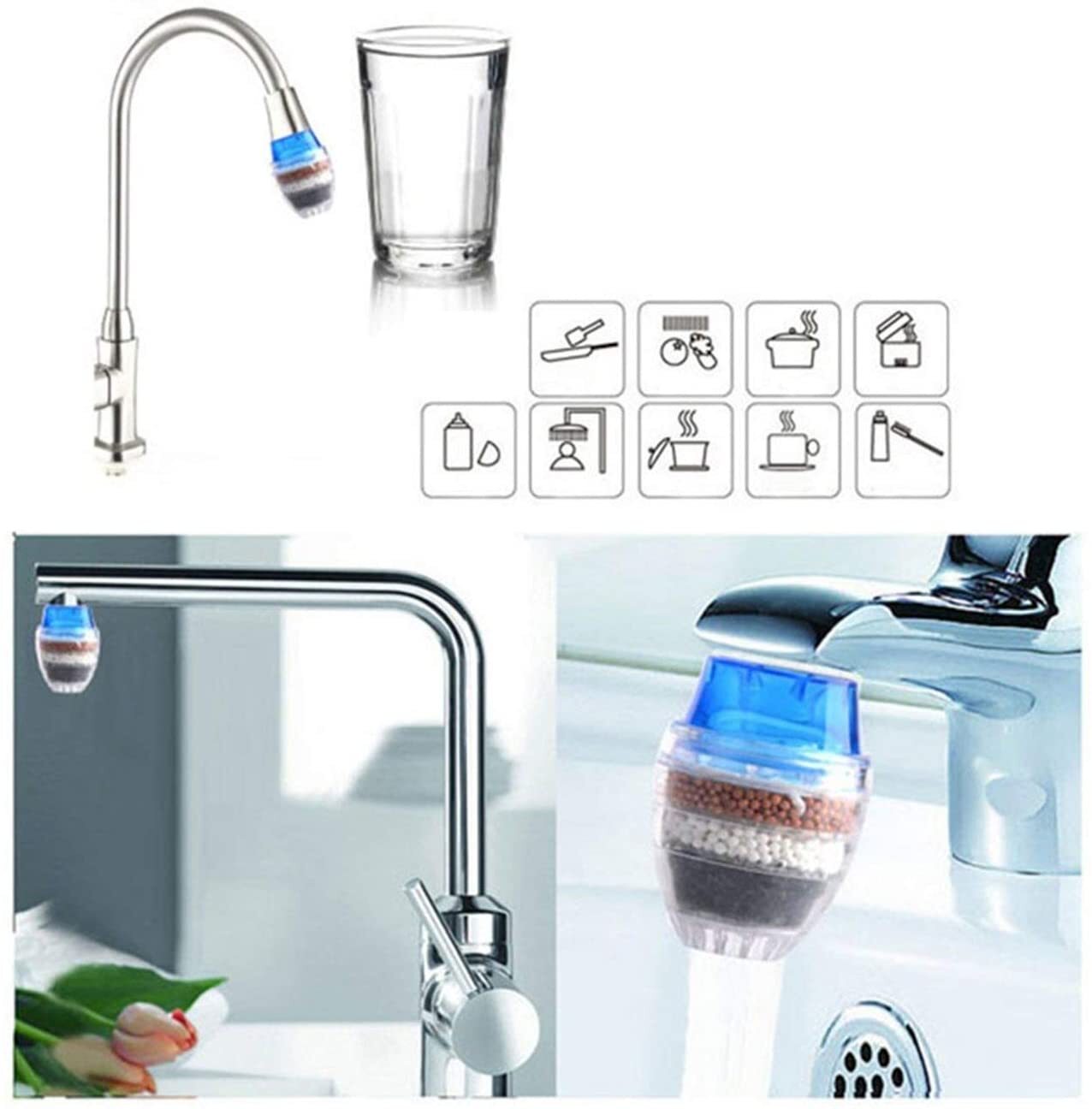 Natural Healthy Water Filter Tap Faucet Purifier Carbon Filtration Cartridge