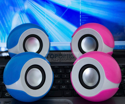 Big Eyes USB Computer Speakers Portable Mini Stereo (Blue)