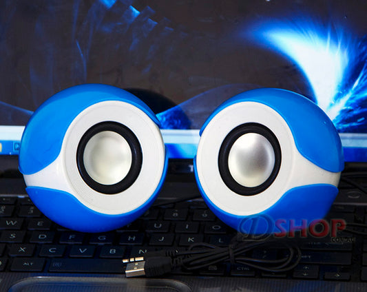 Big Eyes USB Computer Speakers Portable Mini Stereo (Blue)