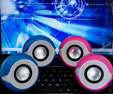 Big Eyes USB Computer Speakers Portable Mini Stereo (Blue)