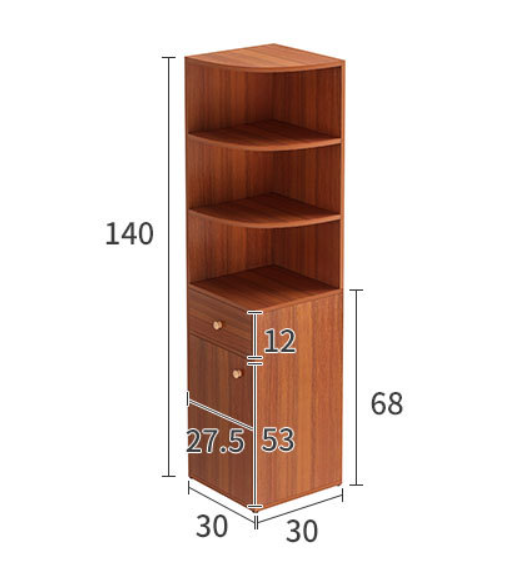 Vision Stylish Wooden Corner Shelf Unit with Cabinet & Drawer (Oak)