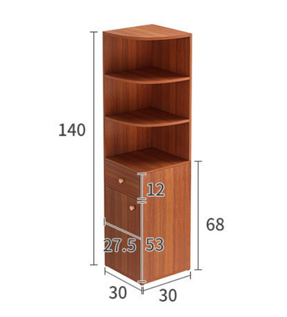 Vision Stylish Wooden Corner Shelf Unit with Cabinet & Drawer (Oak)