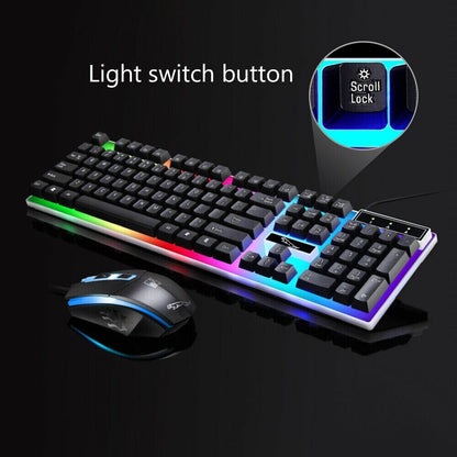 RGB Wired Gaming Keyboard and Mouse Combo Set (Black Lighting)