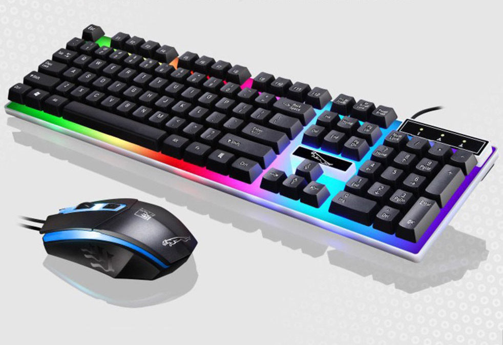 RGB Wired Gaming Keyboard and Mouse Combo Set (Black Lighting)