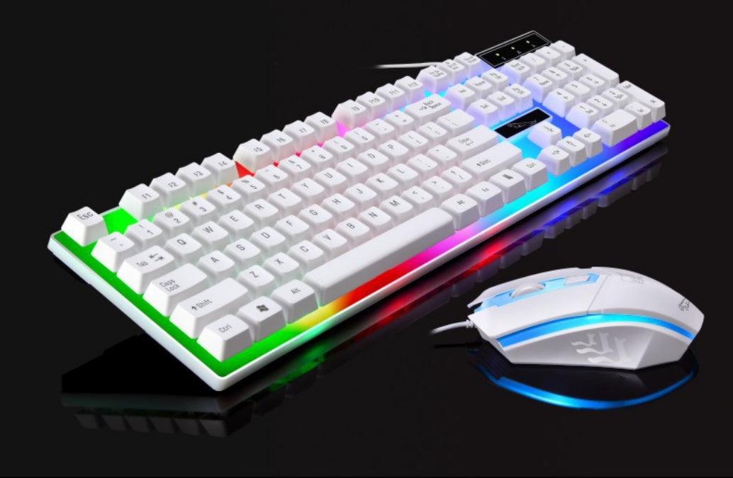 RGB Wired Gaming Keyboard and Mouse Combo Set (White Lighting)