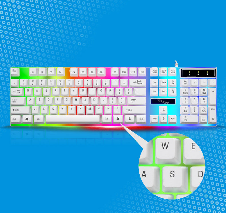 RGB Wired Gaming Keyboard and Mouse Combo Set (White Lighting)