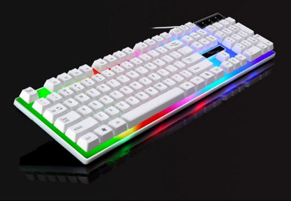 RGB Wired Gaming Keyboard and Mouse Combo Set (White Lighting)