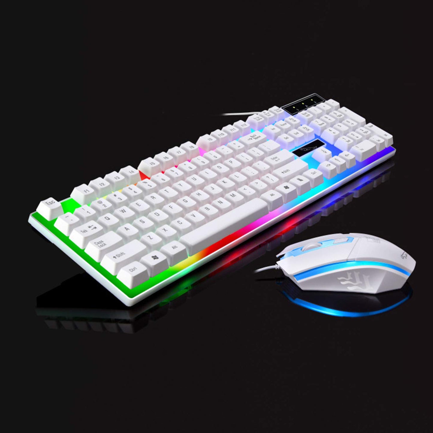 RGB Wired Gaming Keyboard and Mouse Combo Set (White Lighting)