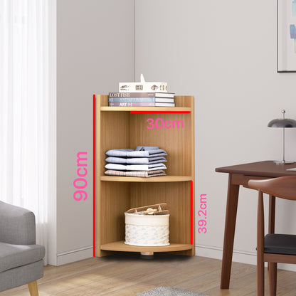 Inspire 3 Tier Stylish Wooden Corner Shelf Unit (Oak)